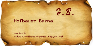 Hofbauer Barna névjegykártya