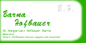 barna hofbauer business card